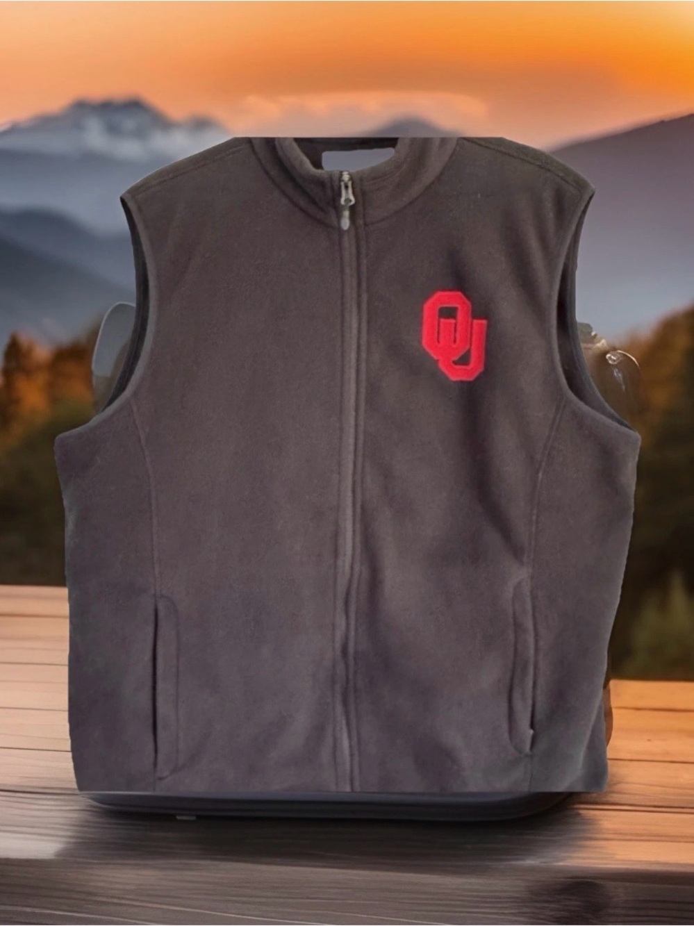OU Sooners Fleece Vest XL Amazon Essentials Black Full Zip Oklahoma NCAA